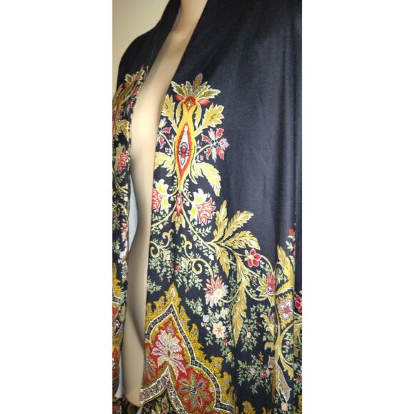 Zolucky Jacket Top Women Size L Lightweight ARTSY Floral Designs BOHEMIAN Multi - Picture 6 of 13